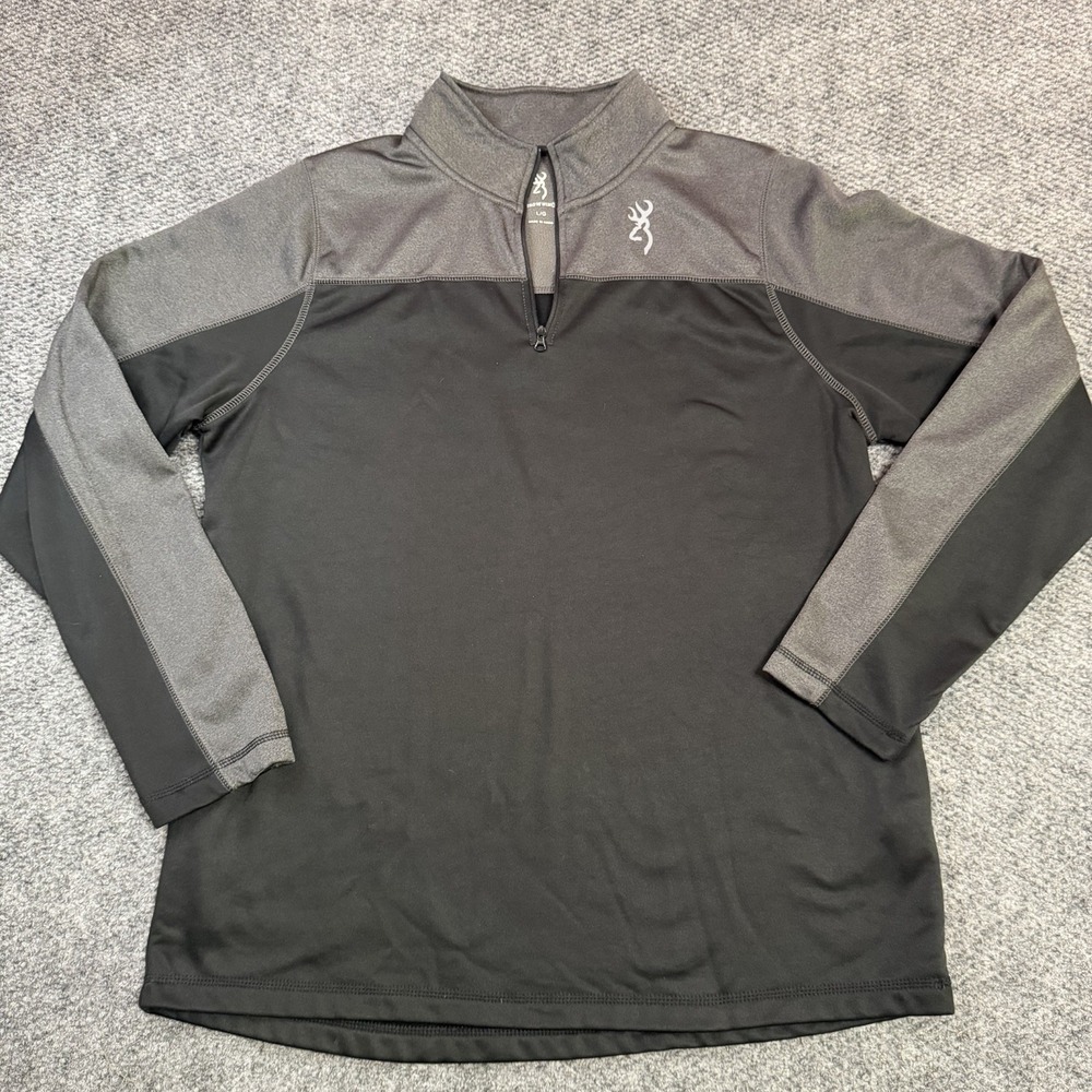 Browning 1/4 Zip Long Sleeve Pullover Activewear Men's Black Outdoor Gear Size L